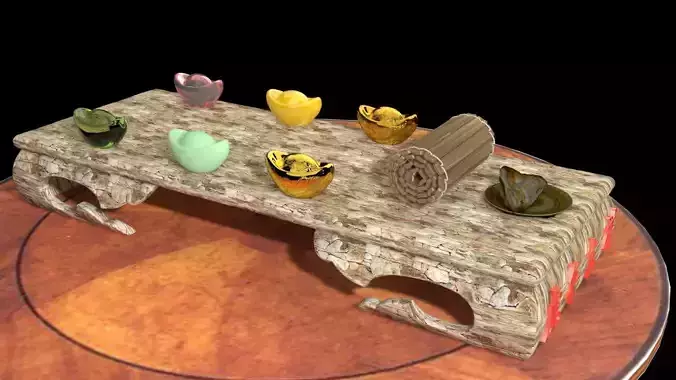 Chinese gold Ingot  and  bamboo slip 