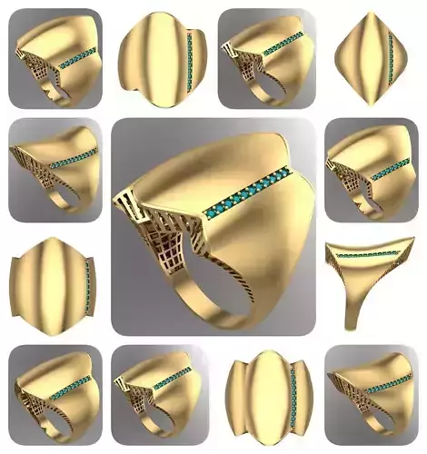 5-PCS-CORNER BAND FUSION STONE RING