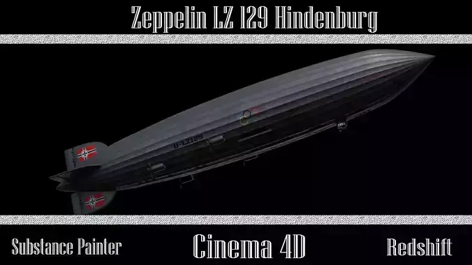 Zeppelin LZ 129 Hindenburg UPDATED Low-poly 3D model