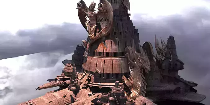 Lilith Temple Ship Statue Design Base Kitbash 3D model