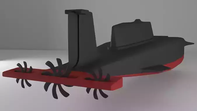 Submarine 3D Model with propellers