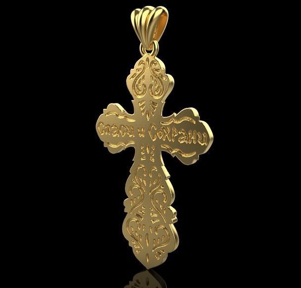cross1 gold crucifix pendant 3D print model_3