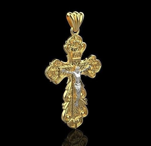 cross1 gold crucifix pendant 3D print model