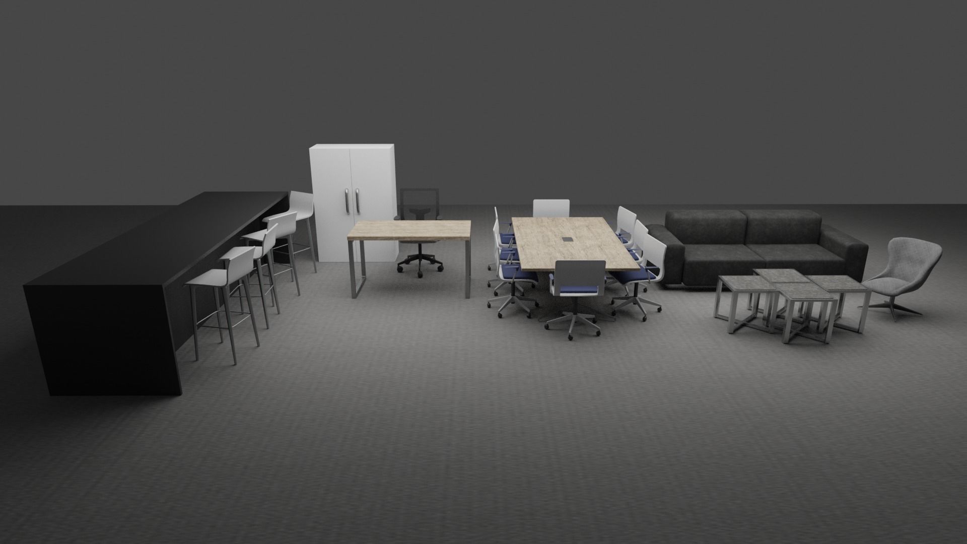 MODERN OFFICE FURNITURE 3D MODEL LOW-POLY AND PBR Low-poly 3D model_1