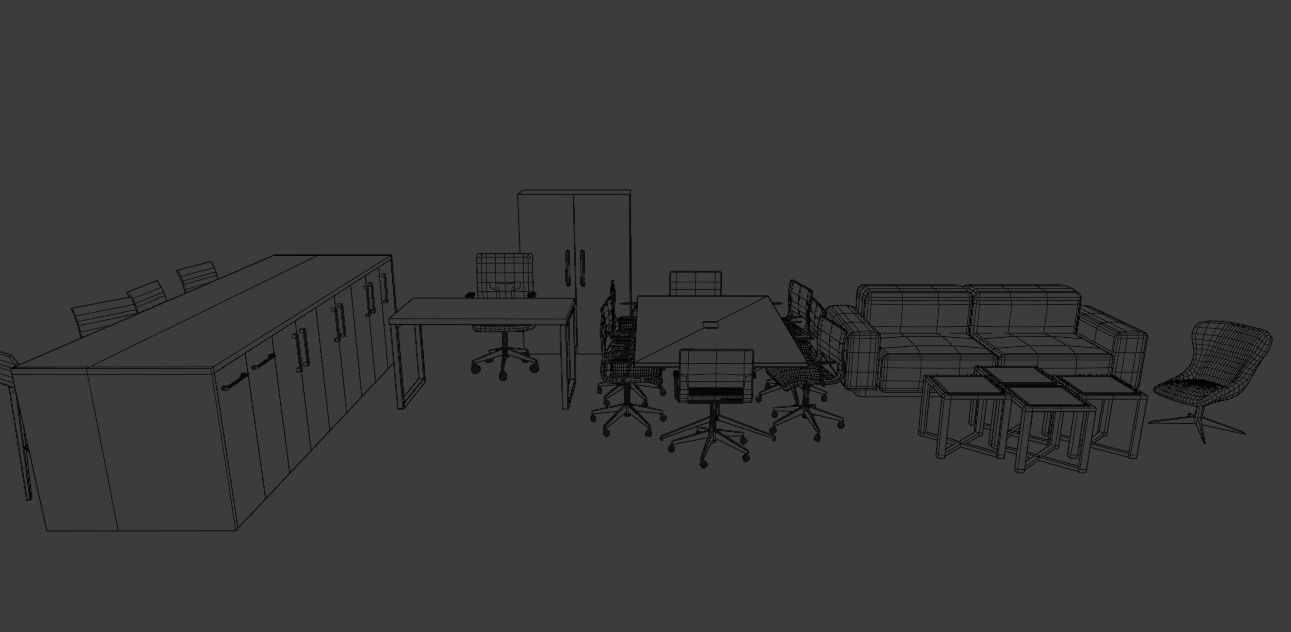 MODERN OFFICE FURNITURE 3D MODEL LOW-POLY AND PBR Low-poly 3D model_4