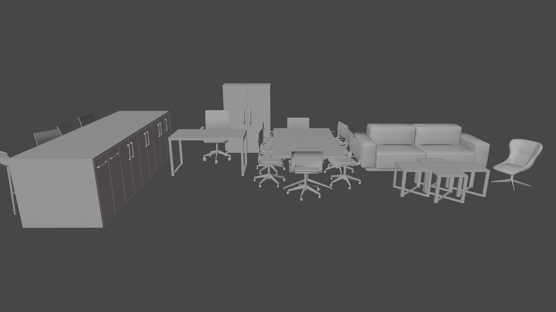 MODERN OFFICE FURNITURE 3D MODEL LOW-POLY AND PBR Low-poly 3D model_3