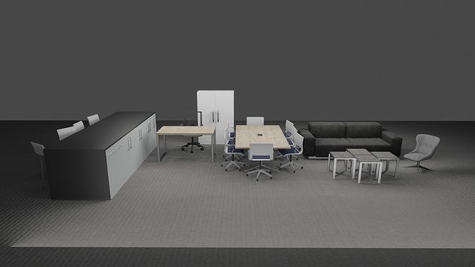 MODERN OFFICE FURNITURE 3D MODEL LOW-POLY AND PBR Low-poly 3D model