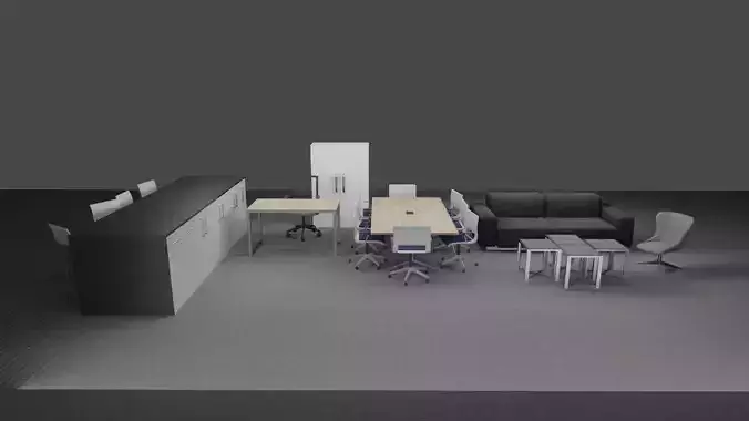 MODERN OFFICE FURNITURE 3D MODEL LOW-POLY AND PBR Low-poly 3D model