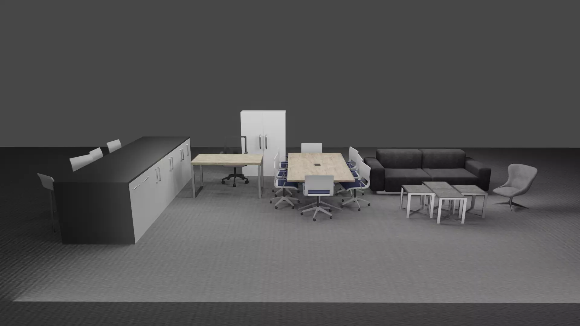 MODERN OFFICE FURNITURE 3D MODEL LOW-POLY AND PBR Low-poly 3D model_0