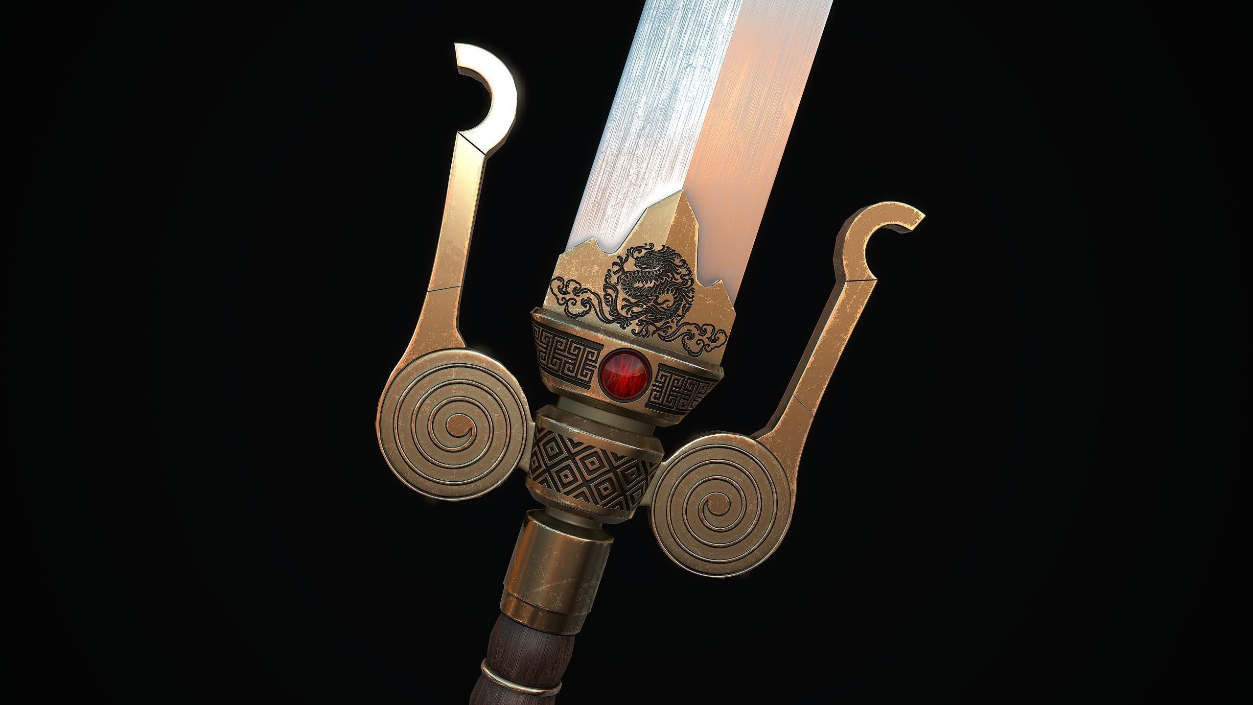 Serpent Sword Low-poly 3D model_4