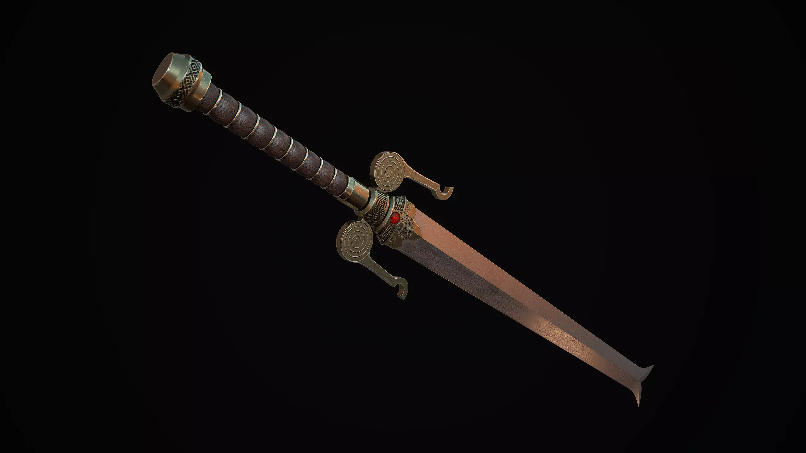 Serpent Sword Low-poly 3D model_0