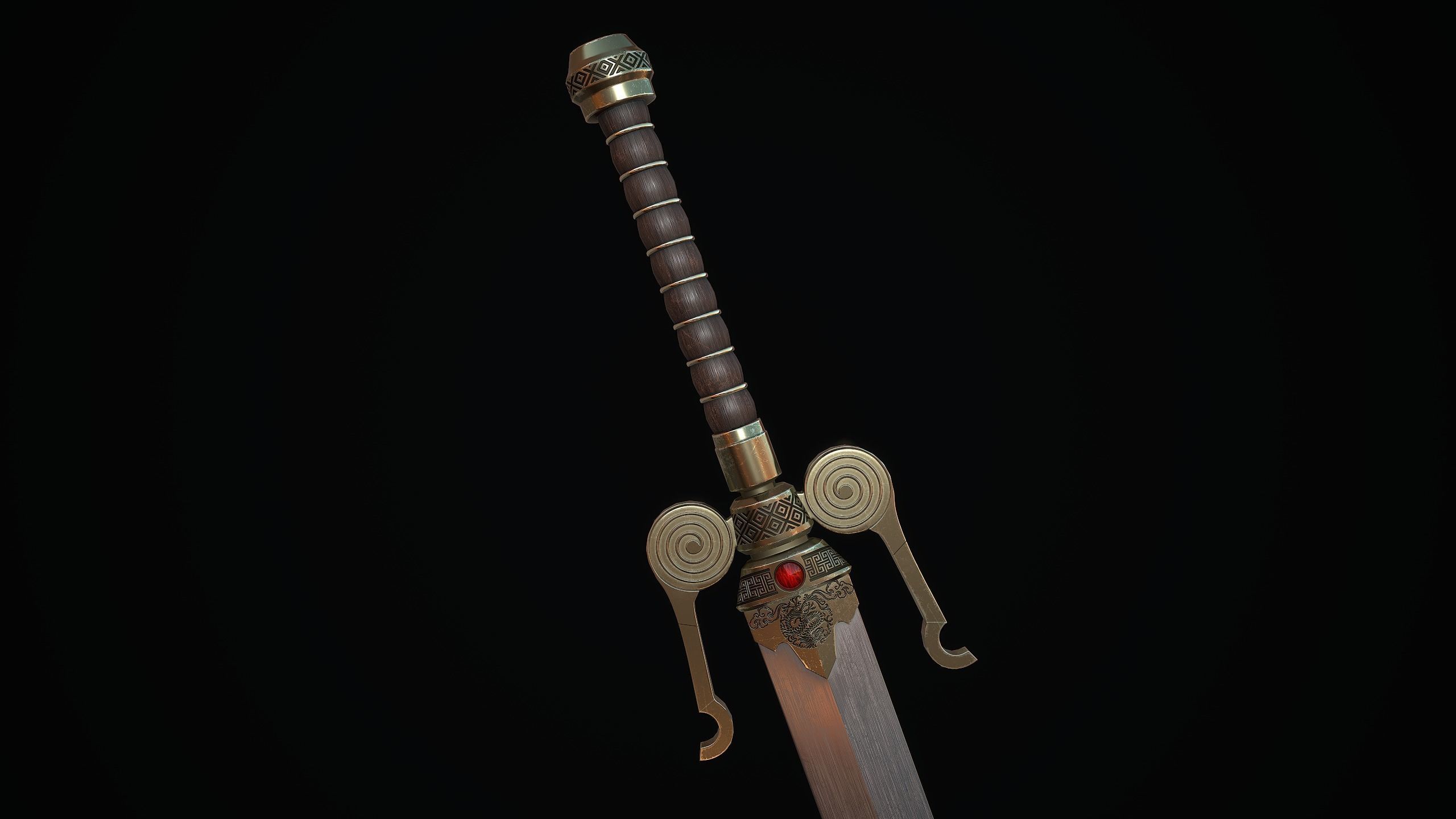 Serpent Sword Low-poly 3D model_3