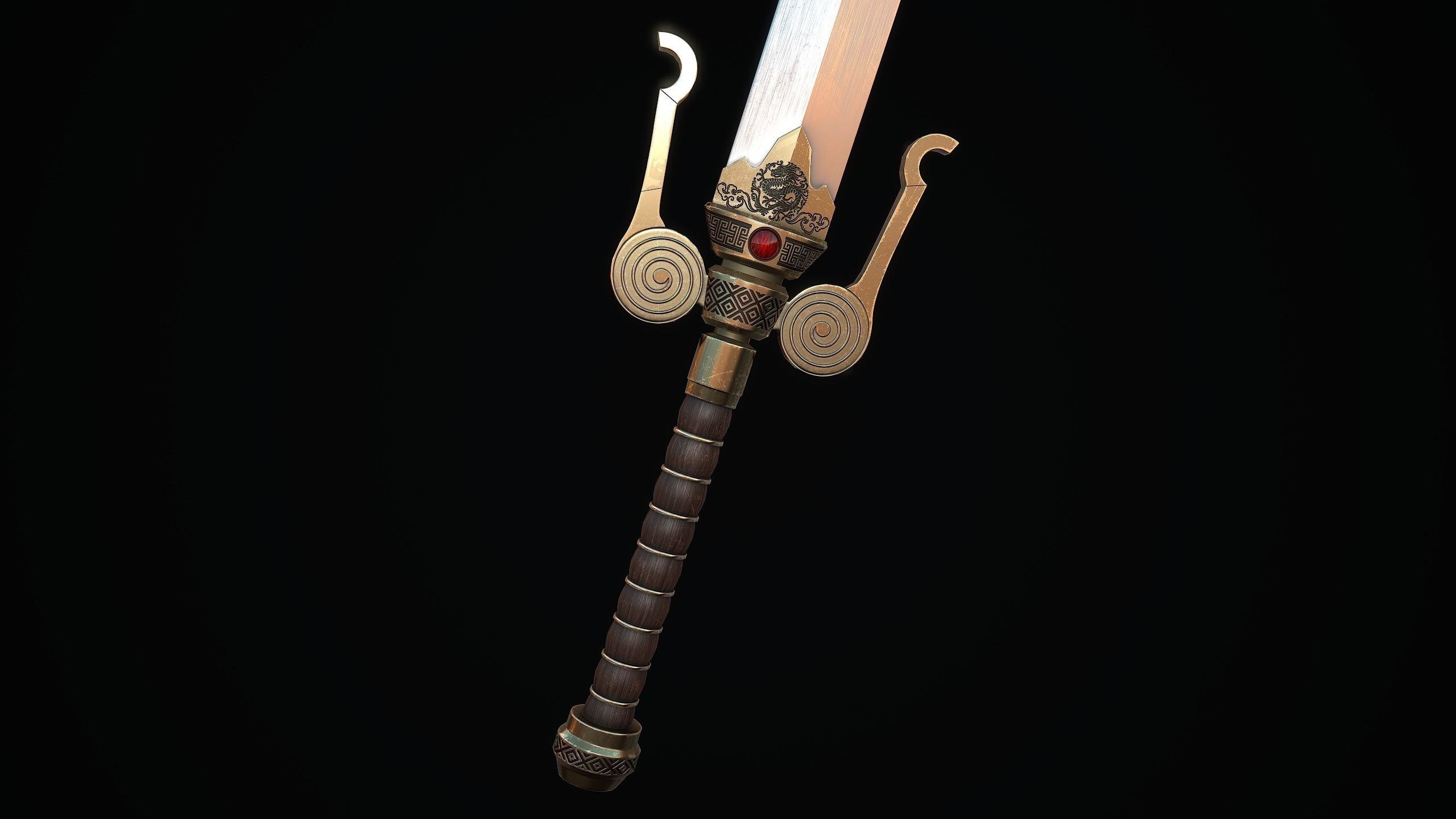 Serpent Sword Low-poly 3D model_7