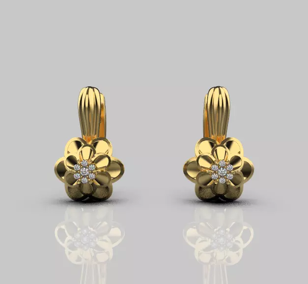 Earrings1 gold earring with diamonds 3D print model_0