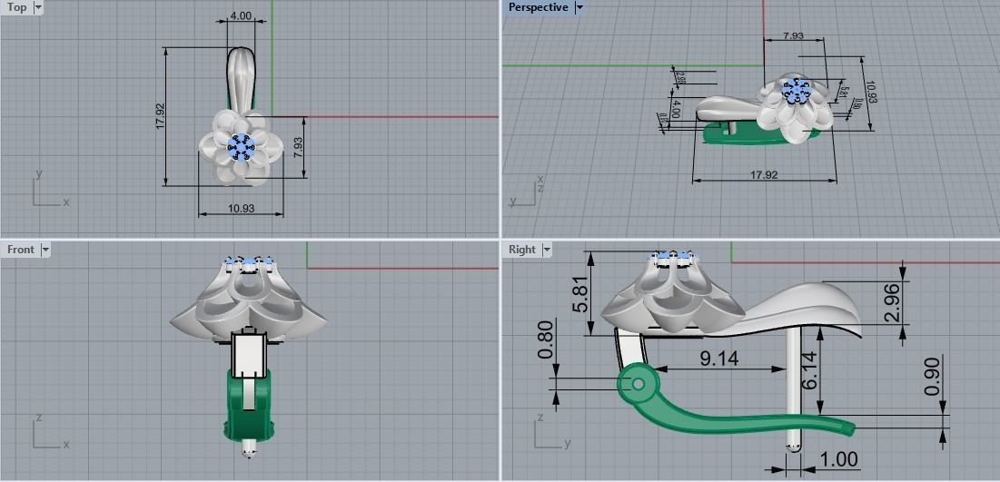 Earrings1 gold earring with diamonds 3D print model_5