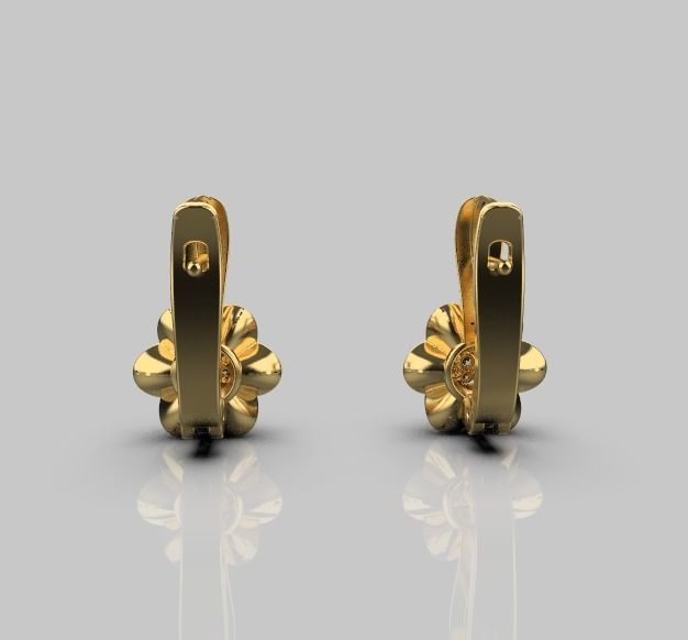 Earrings1 gold earring with diamonds 3D print model_9
