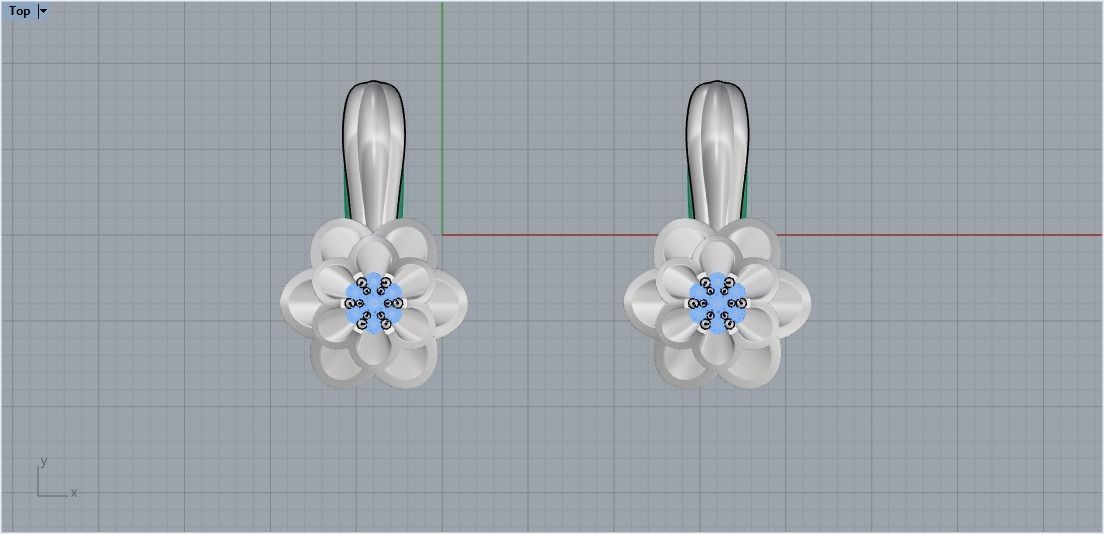 Earrings1 gold earring with diamonds 3D print model_2