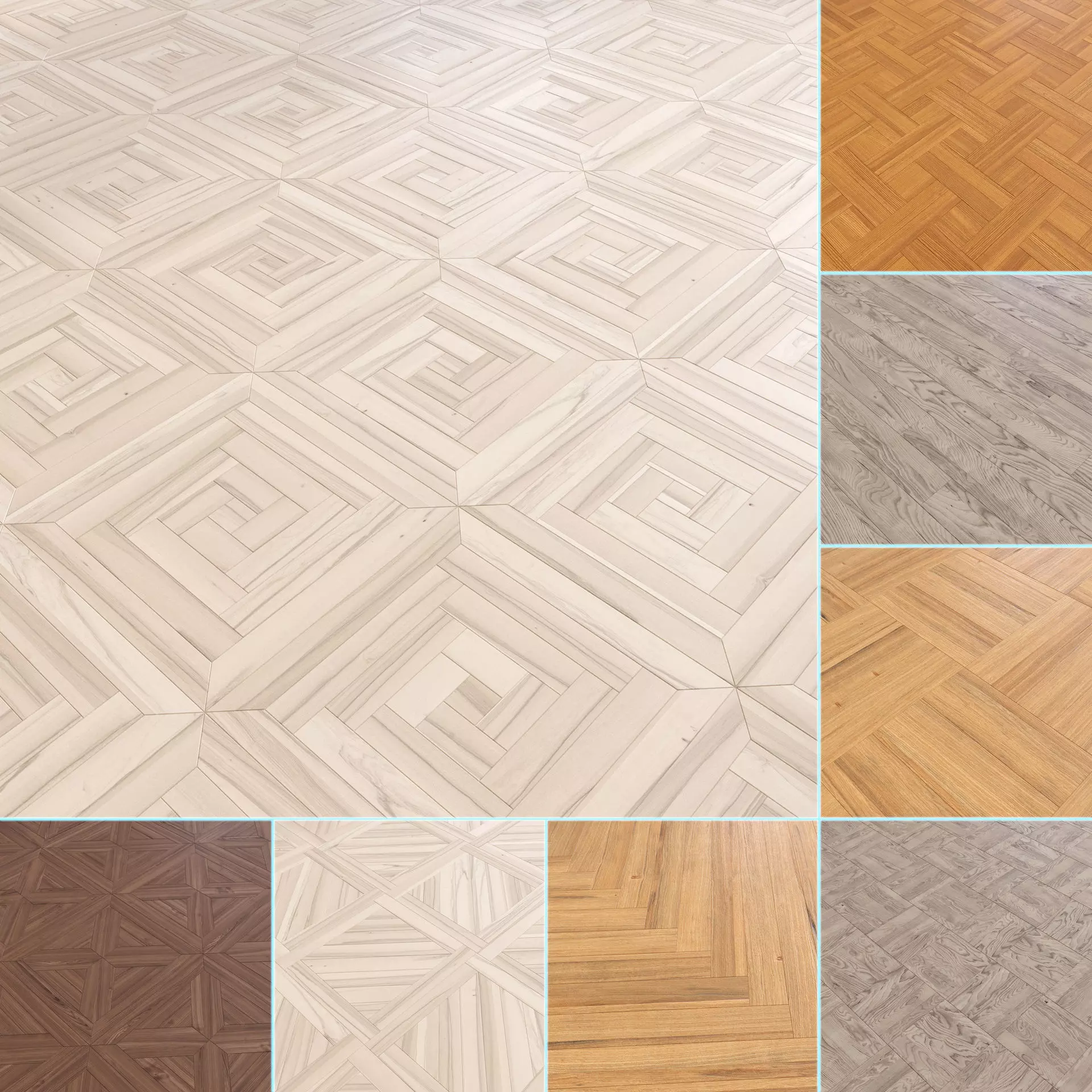 Parquet - Laminate - Wooden floor 8 in 1 Low-poly 3D model_0