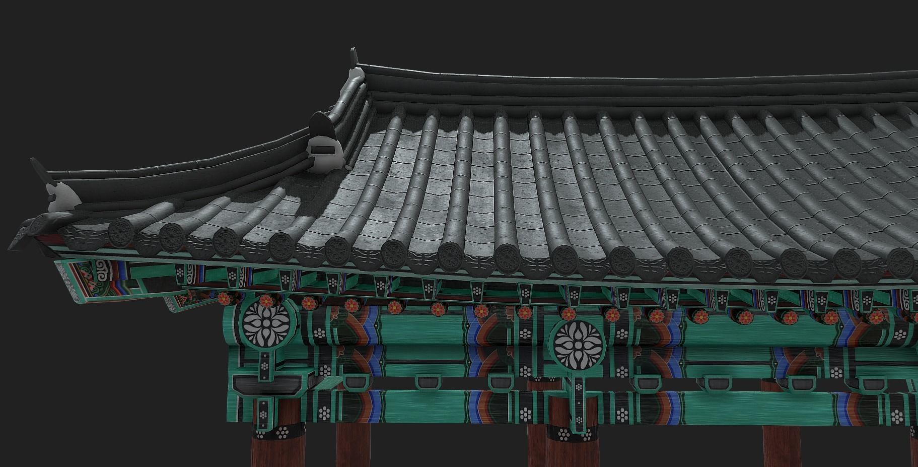 Korean Traditional Hanok WatchTower Low-poly 3D model_9