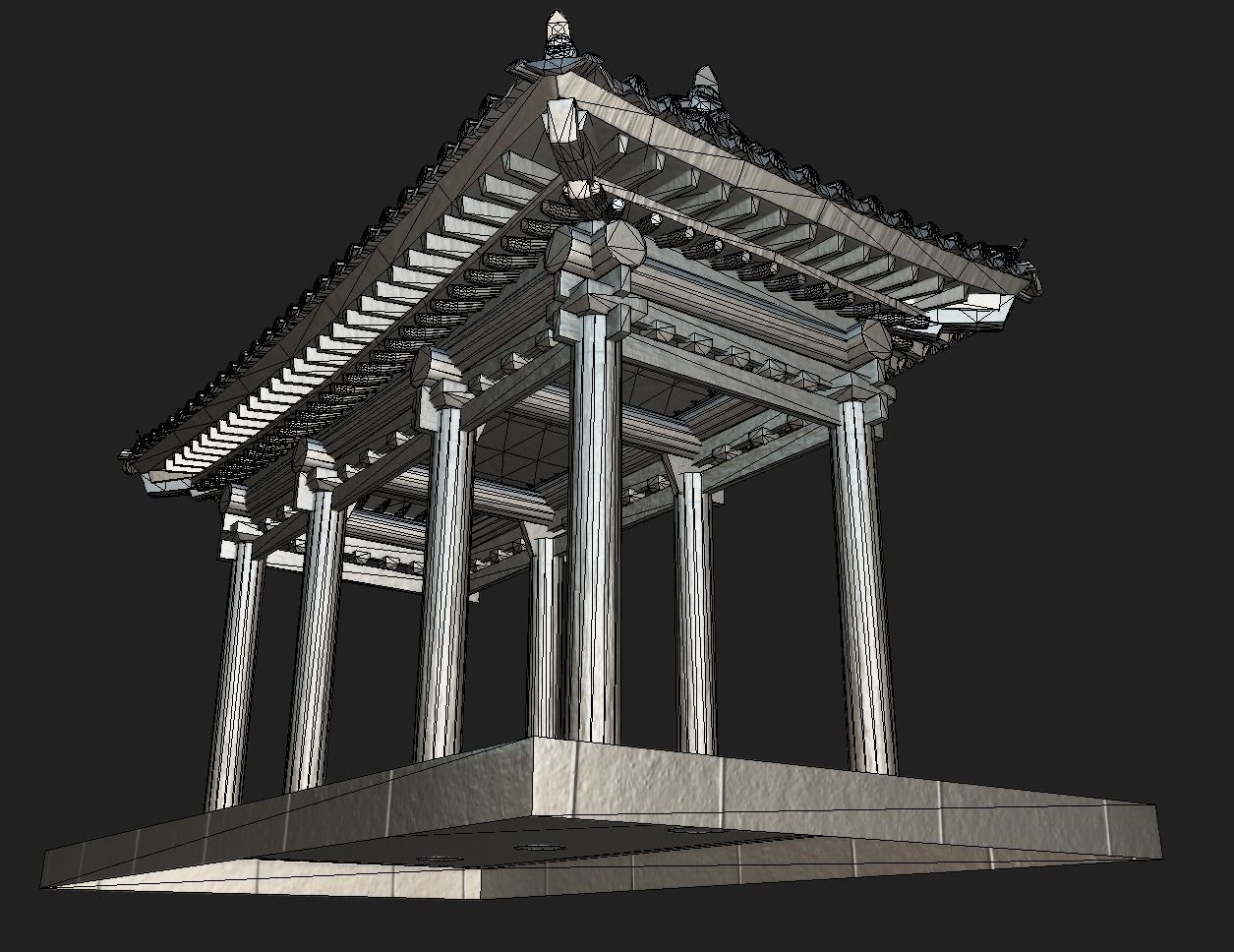 Korean Traditional Hanok WatchTower Low-poly 3D model_19