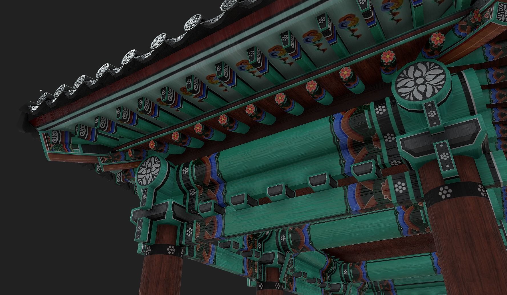 Korean Traditional Hanok WatchTower Low-poly 3D model_8