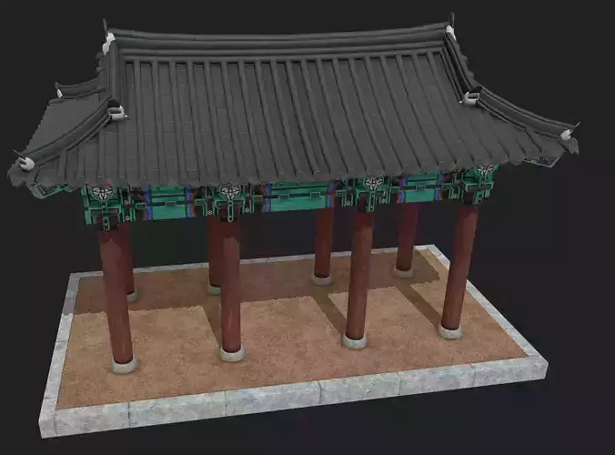 Korean Traditional Hanok WatchTower Low-poly 3D model