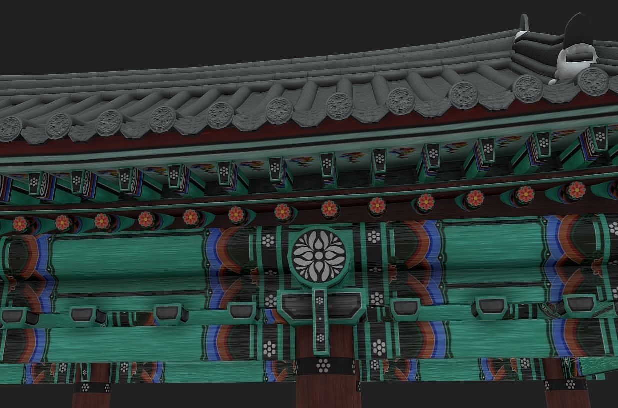 Korean Traditional Hanok WatchTower Low-poly 3D model_6