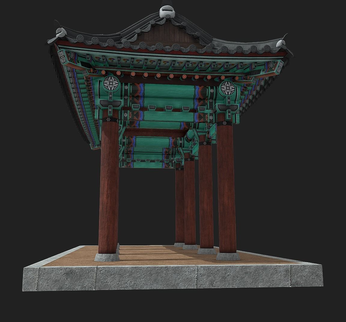 Korean Traditional Hanok WatchTower Low-poly 3D model_2