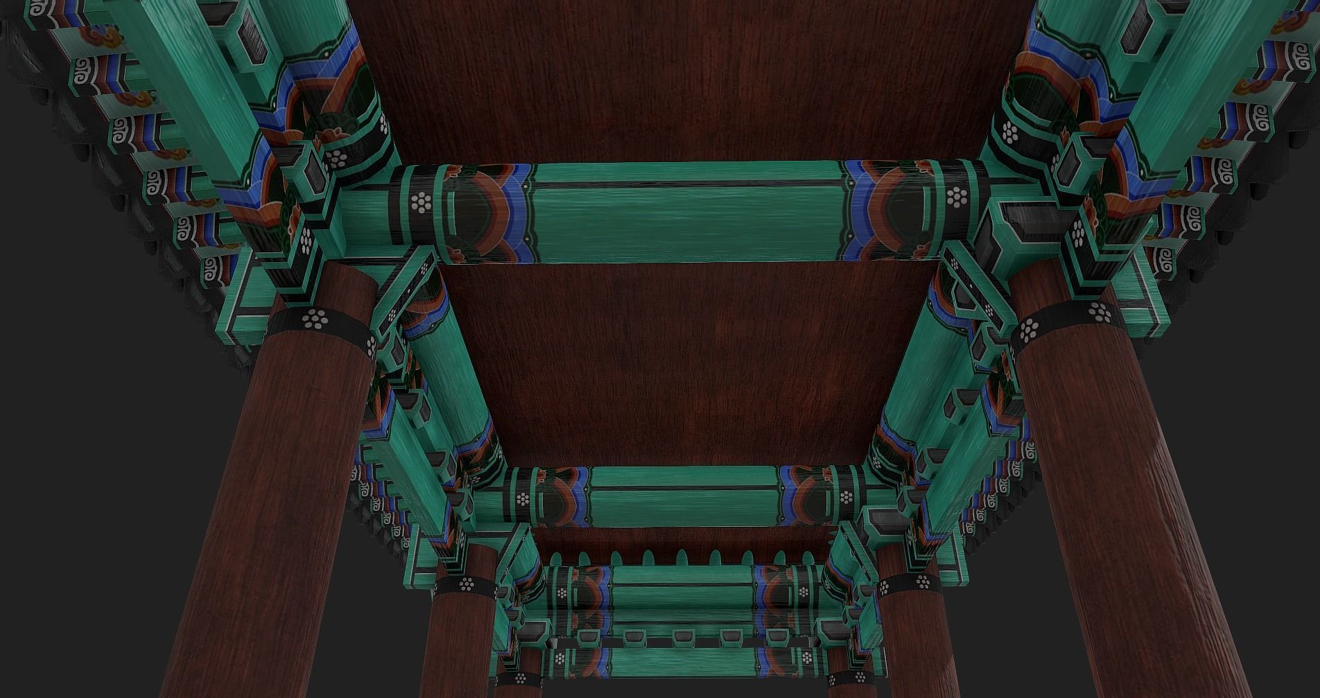 Korean Traditional Hanok WatchTower Low-poly 3D model_11