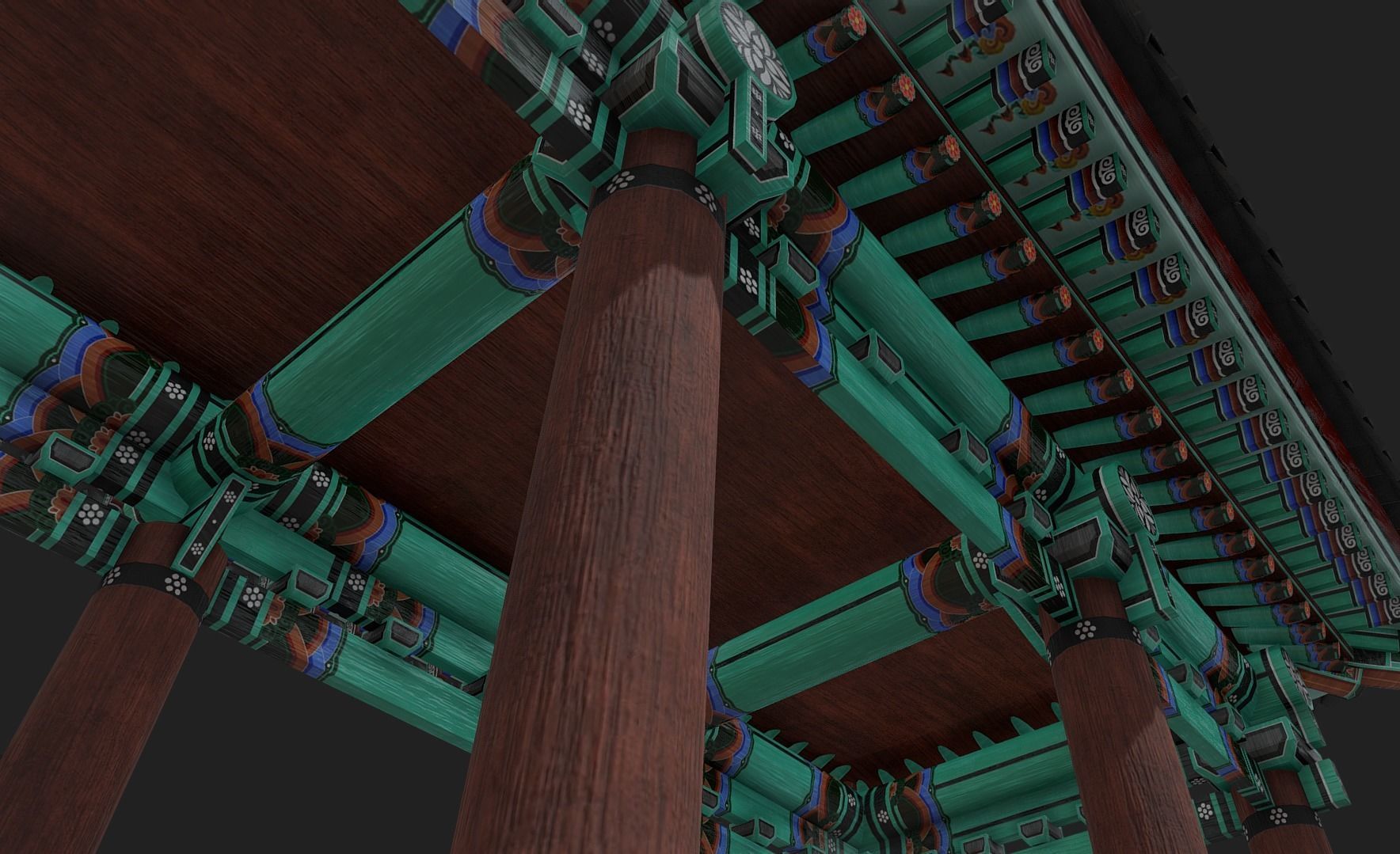 Korean Traditional Hanok WatchTower Low-poly 3D model_10