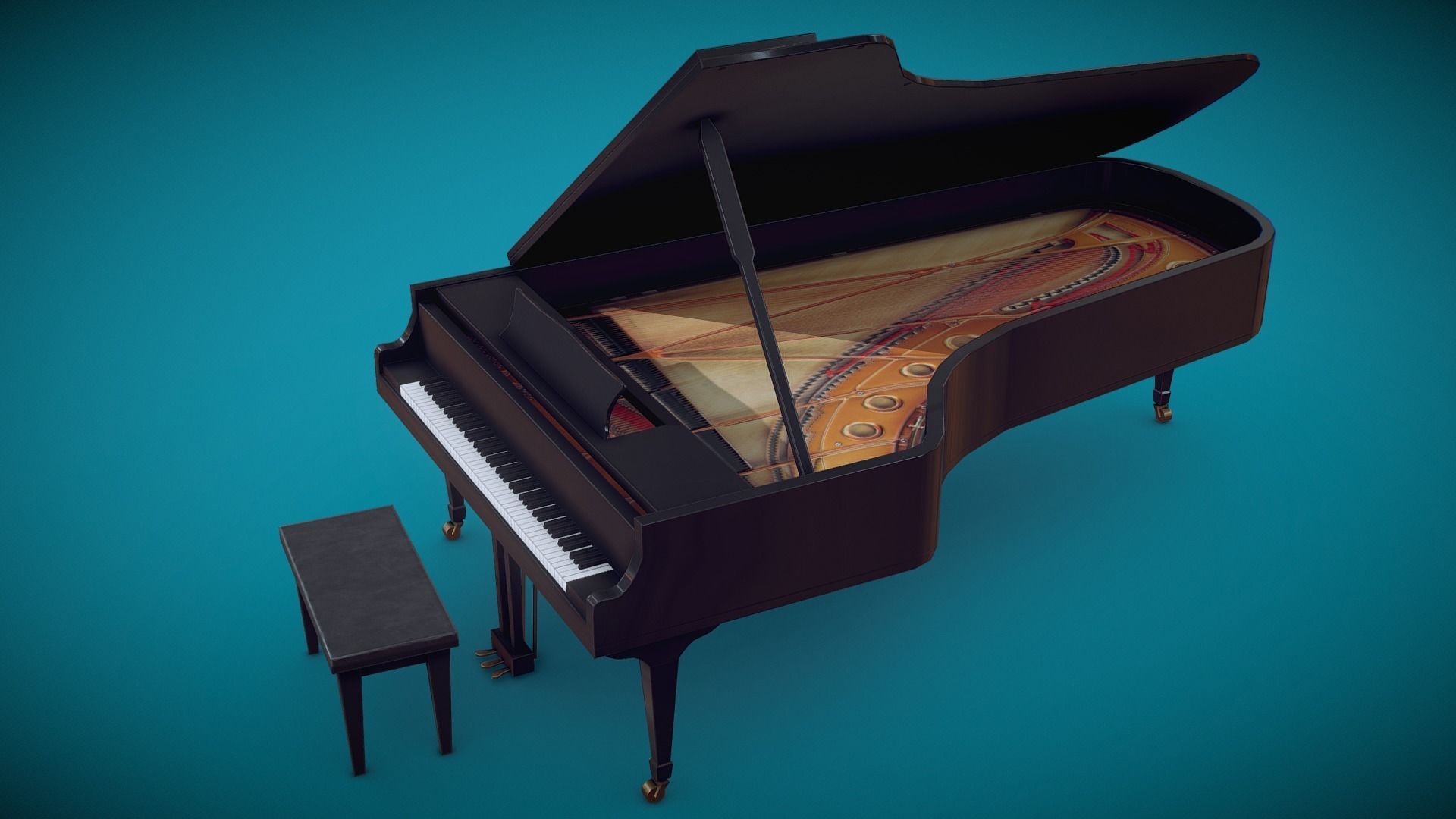 Grand Piano Low-poly 3D model_3
