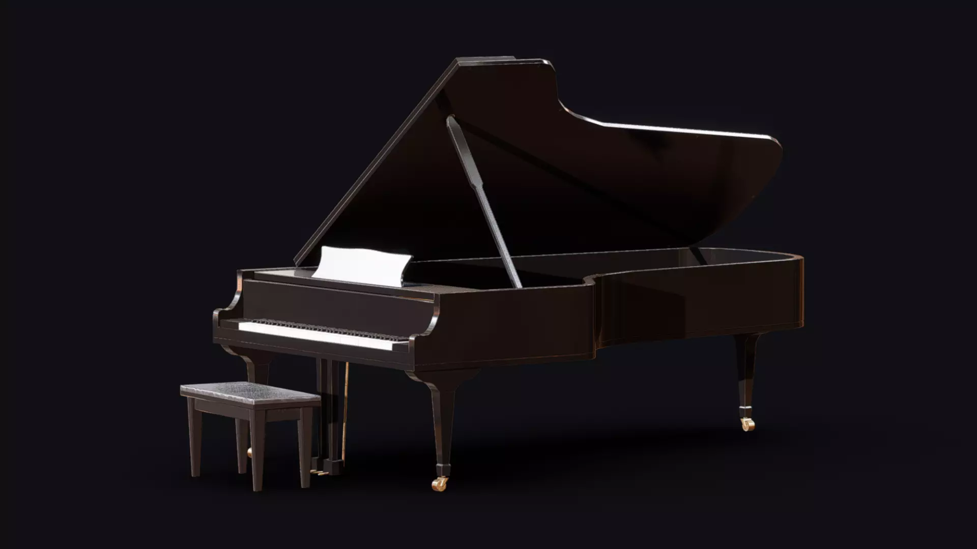 Grand Piano Low-poly 3D model_0