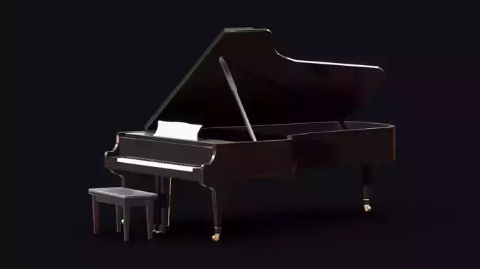 Grand Piano Low-poly 3D model