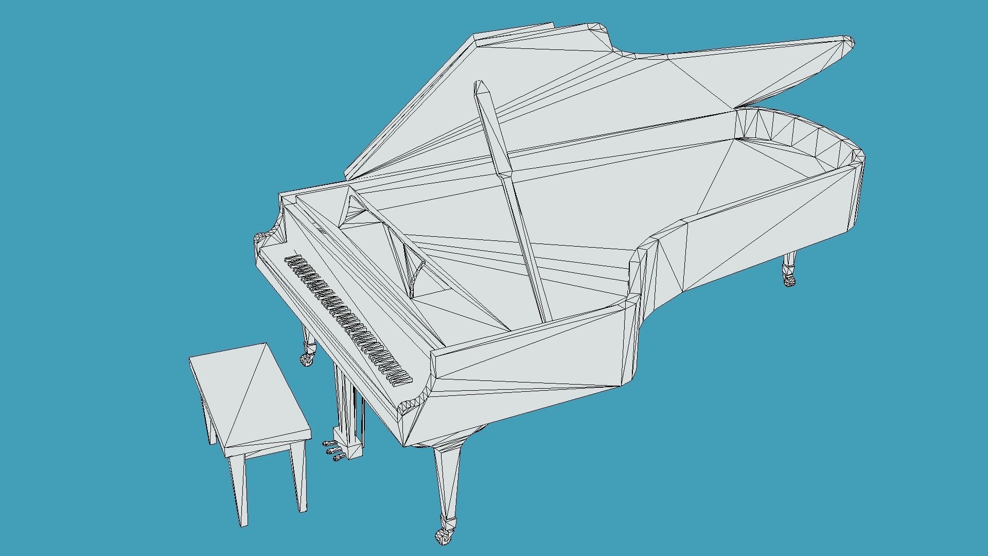 Grand Piano Low-poly 3D model_6