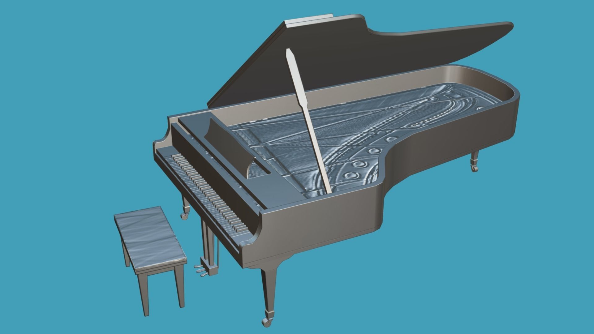 Grand Piano Low-poly 3D model_4