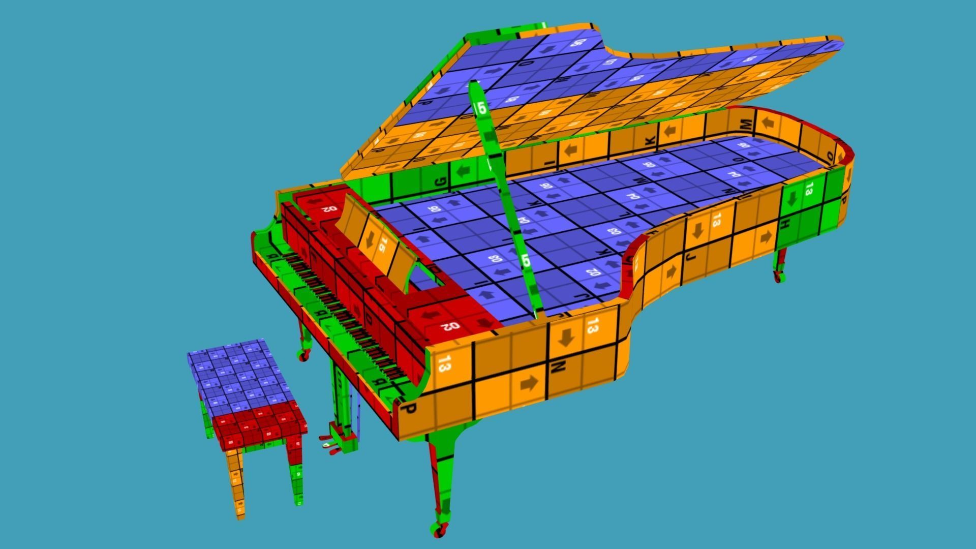 Grand Piano Low-poly 3D model_5