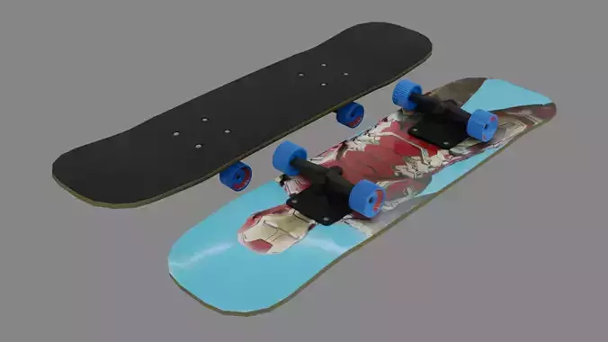 Skate Board - Low Poly - Game Ready - PBR