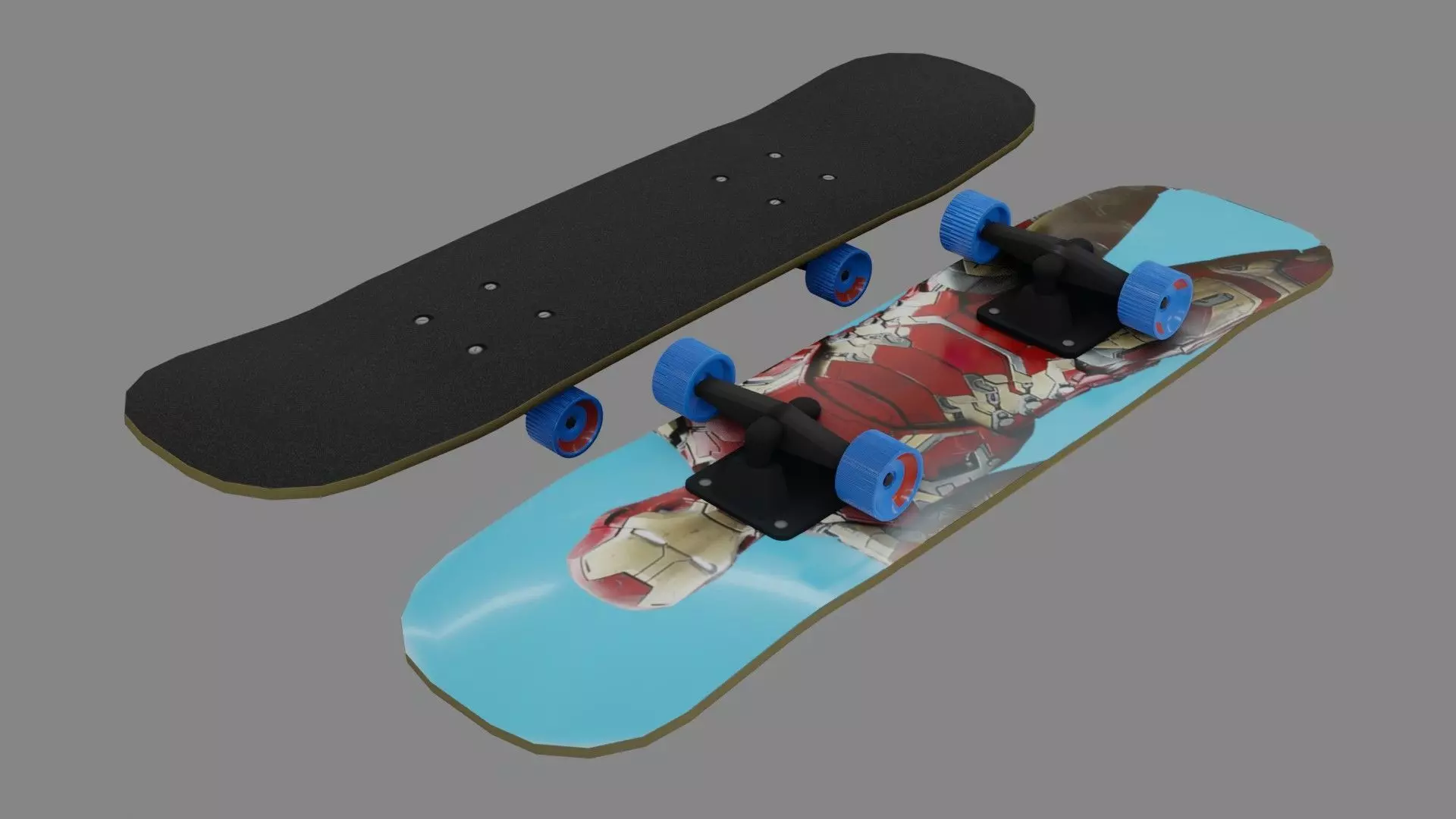 Skate Board - Low Poly - Game Ready - PBR Low-poly 3D model_0