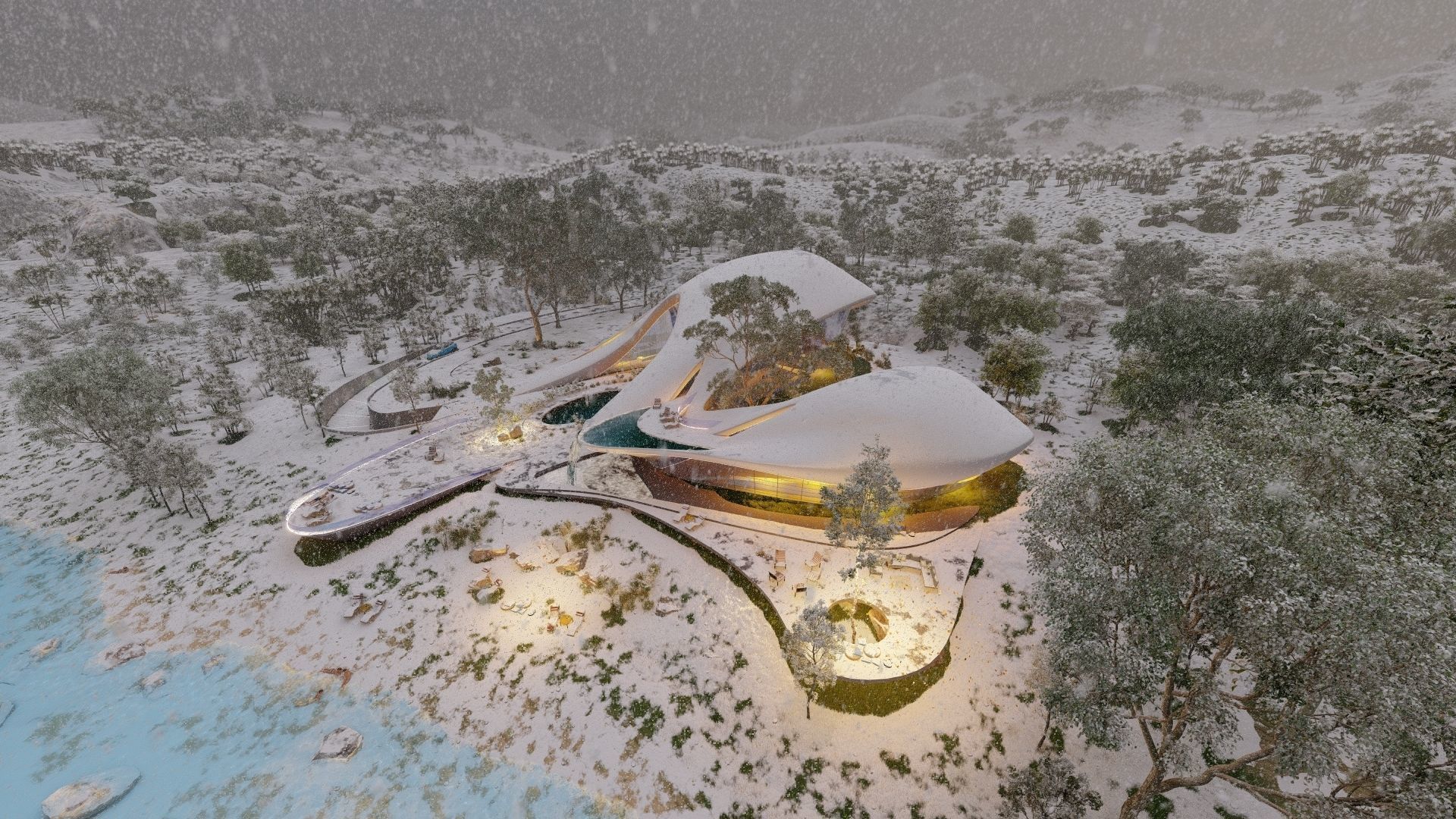 Organic architecture beach villa house Lumion render Bonus Revit 3D model_27