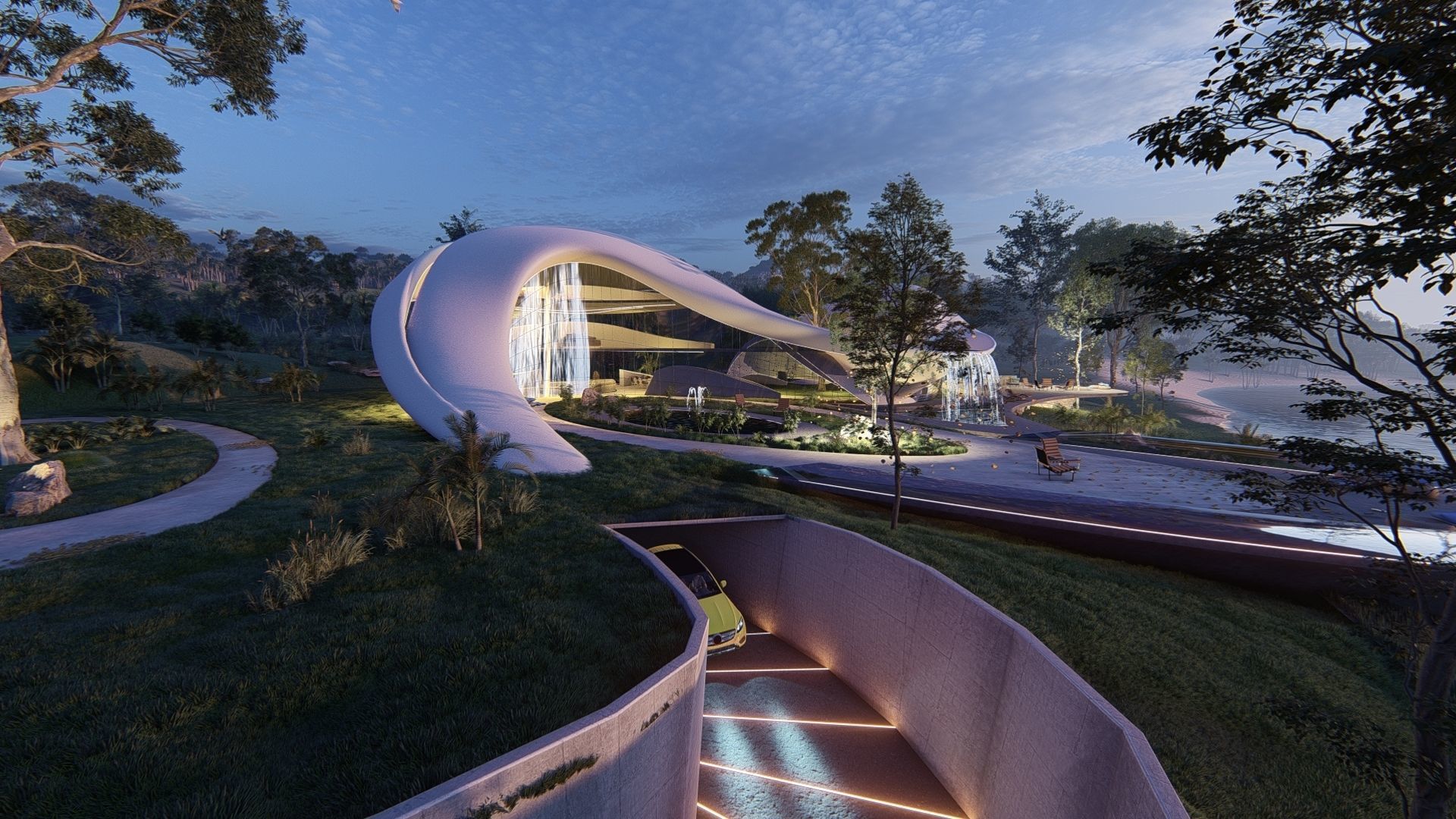 Organic architecture beach villa house Lumion render Bonus Revit 3D model_28