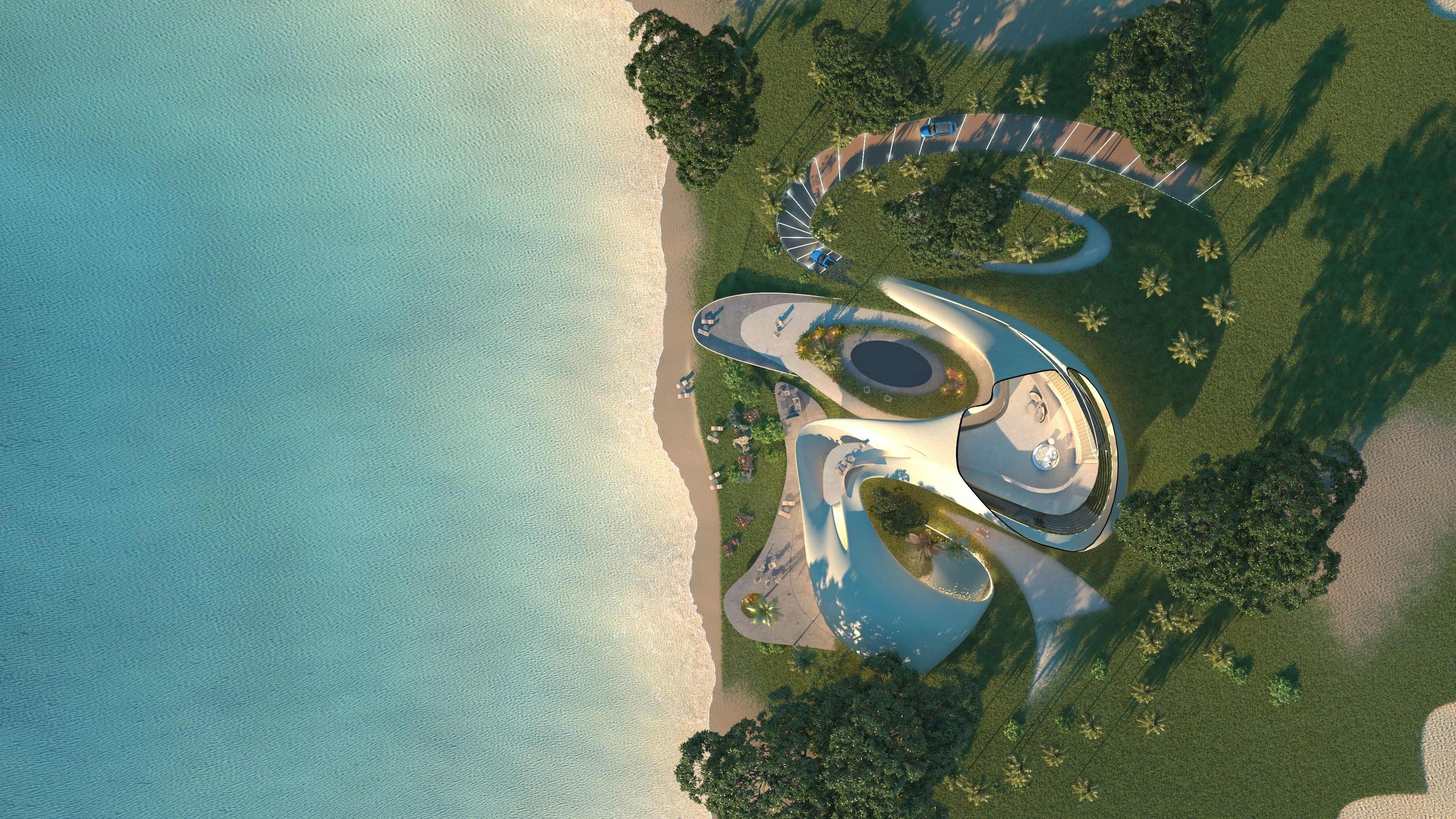 Organic architecture beach villa house Lumion render Bonus Revit 3D model_34