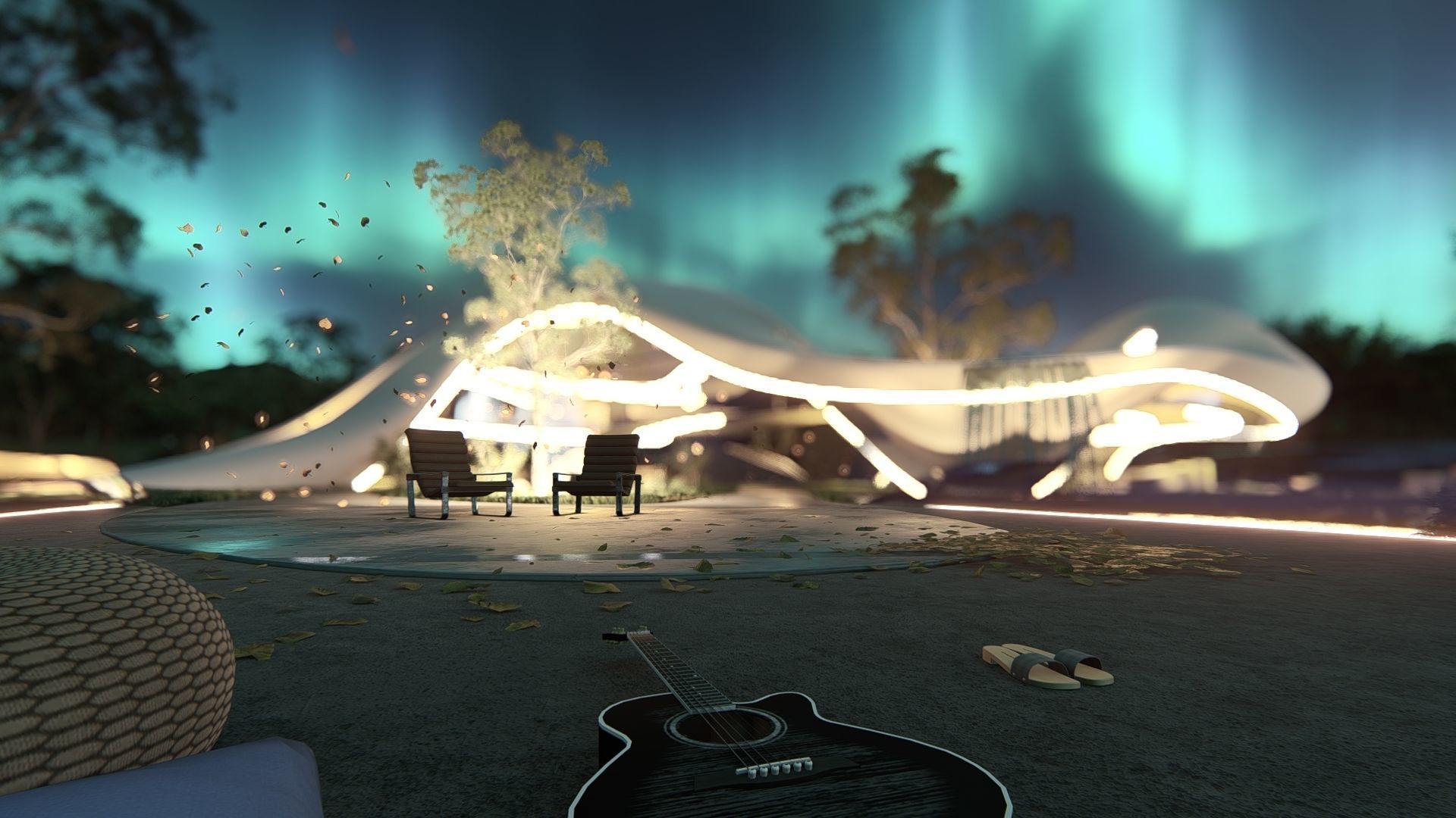 Organic architecture beach villa house Lumion render Bonus Revit 3D model_9