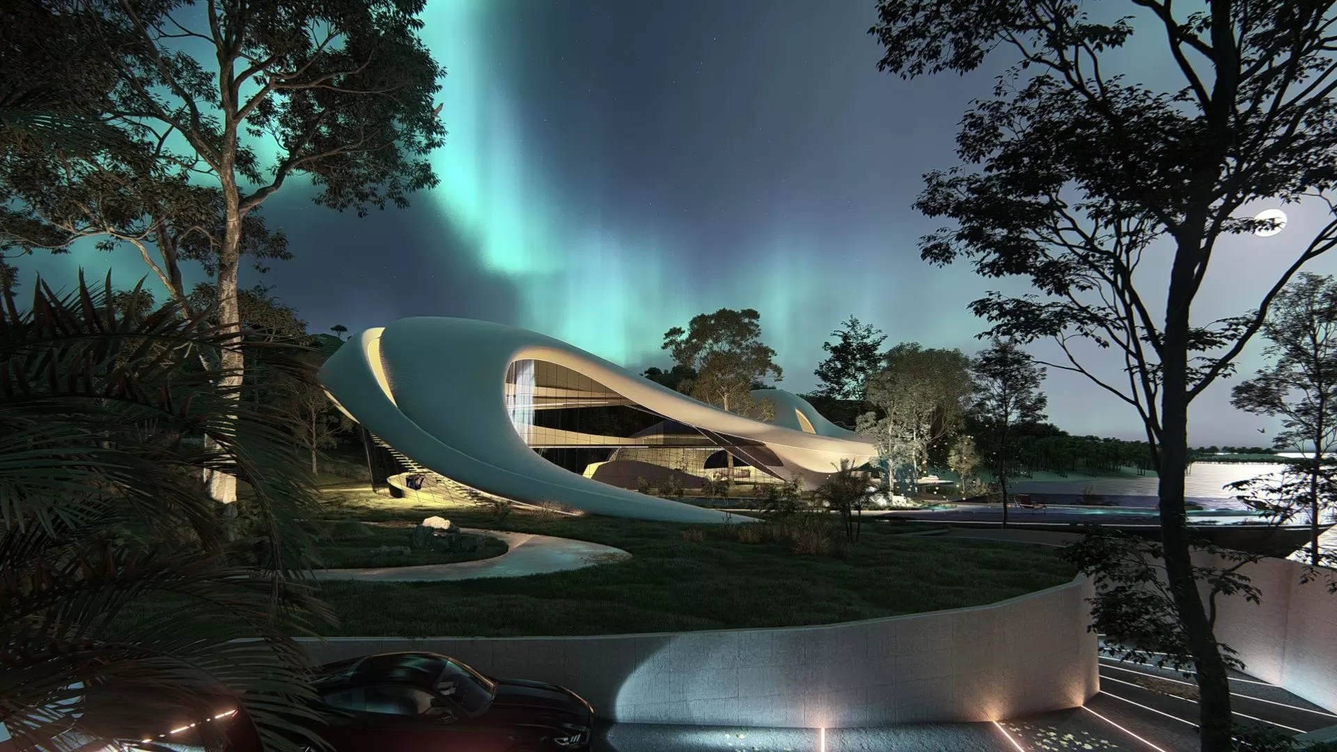 Organic architecture beach villa house Lumion render Bonus Revit 3D model_0