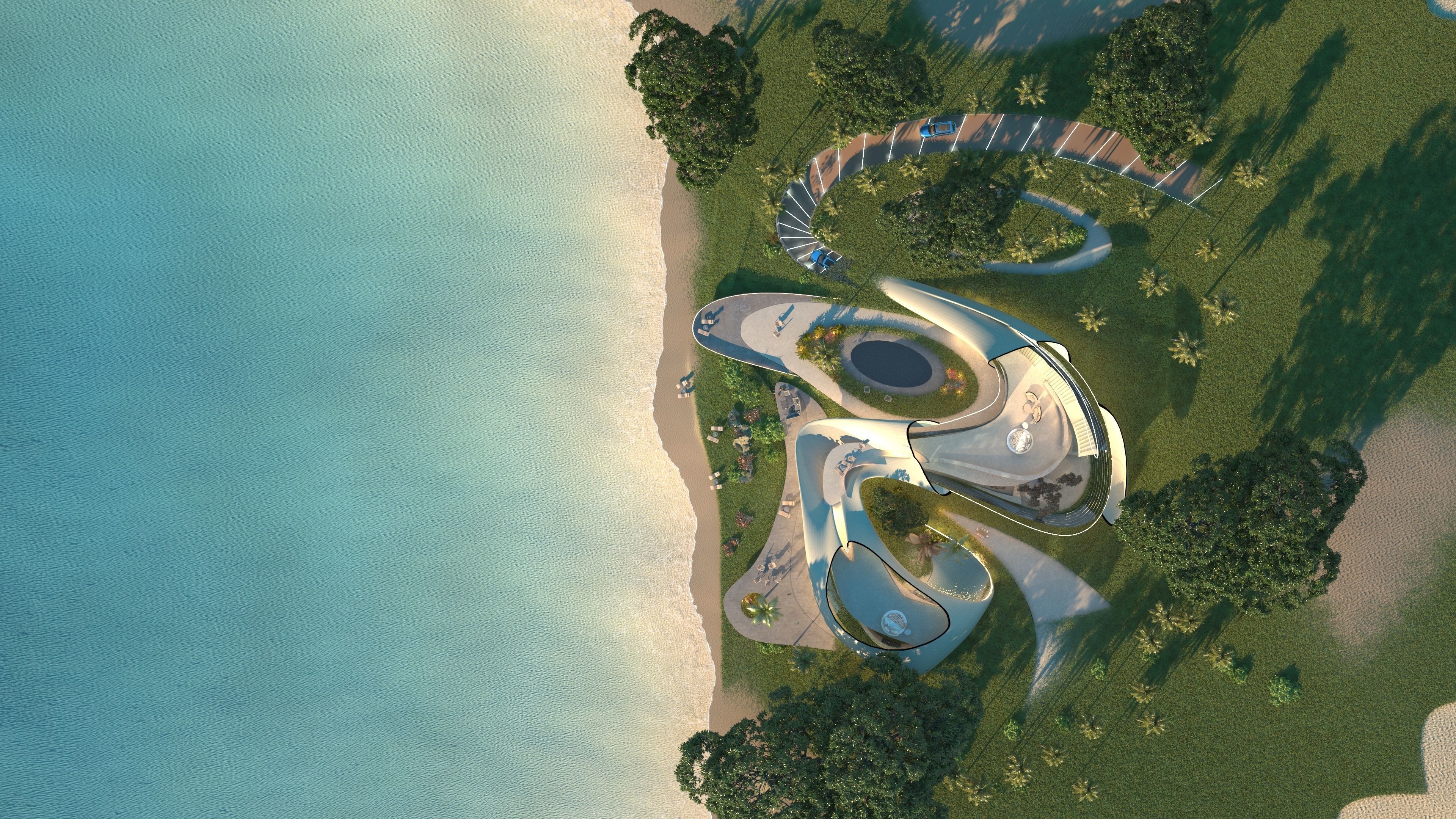 Organic architecture beach villa house Lumion render Bonus Revit 3D model_35