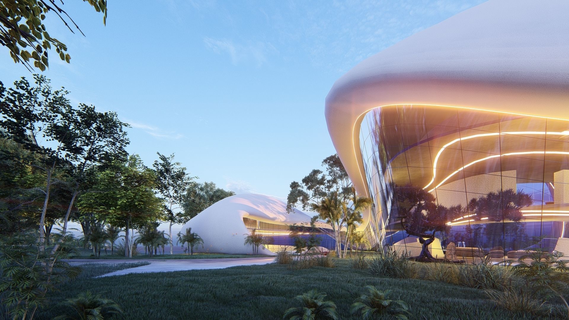 Organic architecture beach villa house Lumion render Bonus Revit 3D model_8