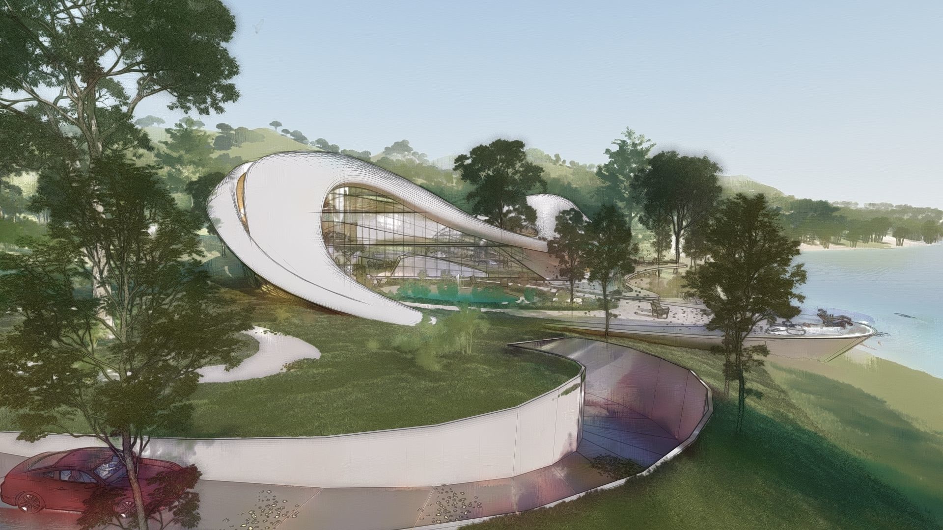 Organic architecture beach villa house Lumion render Bonus Revit 3D model_26