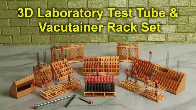 3D Print Ready Laboratory Test Tube Racks and Stands Set  3D print model