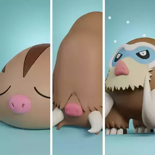 pokemon swinub evolution pack 3D print model