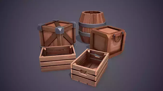 Crates Stylized Box Barrel