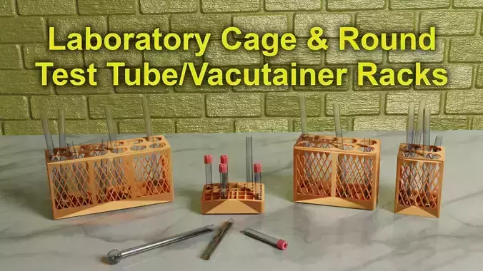 3D Print Ready Laboratory Cage and Round Test Tube Racks  3D print model